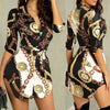 Fashion Sexy Long Sleeve Gold Chain Print Princess Dress