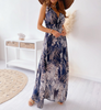 Elegant V-neck Sleeveless Backless Printed Dress