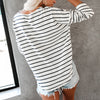 Round Neck Striped Long-Sleeved T-Shirt Top