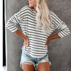 Round Neck Striped Long-Sleeved T-Shirt Top