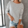 Round Neck Striped Long-Sleeved T-Shirt Top