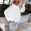 V-Neck Casual Solid Color Long-Sleeved Sweater