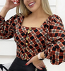 Long Sleeve Plaid Shirt Top