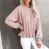 Casual Round Neck Long Sleeve Top