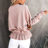 Casual Round Neck Long Sleeve Top