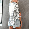 Round Neck Striped Long-Sleeved T-Shirt Top