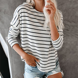 Round Neck Striped Long-Sleeved T-Shirt Top