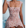 Printed Sweet Floral Lace Short Sleeve Dress