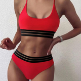 Sexy Solid Color Two Piece Sling Bikini Swimsuit