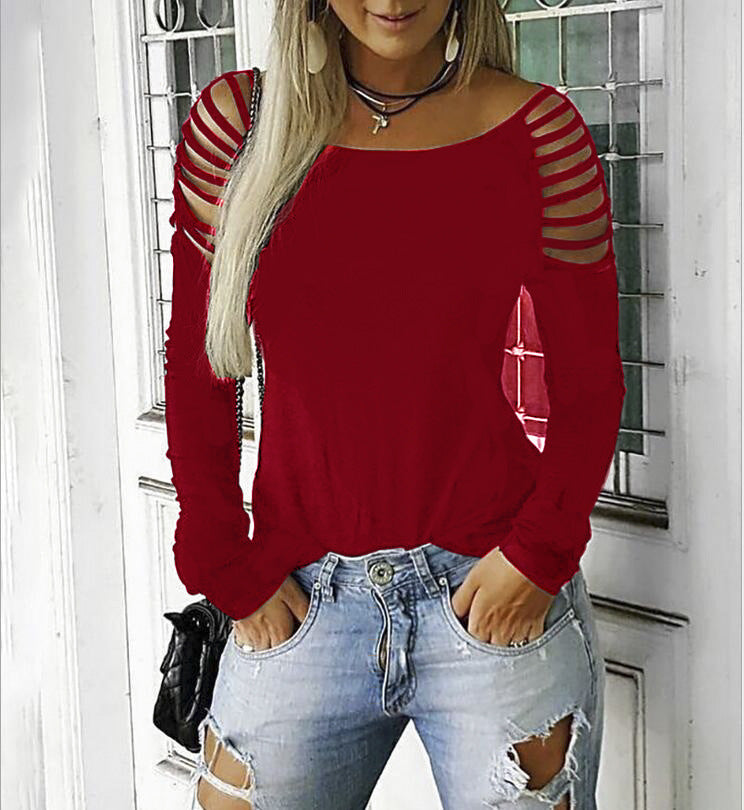 Slim Sexy Long Sleeve Strapless T-Shirt Top