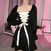 Women'S Retro High Waist Long Sleeve Ruffled Dress