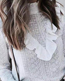 Fashion Sexy Casual Long-Sleeved Embroidered Shirt Top
