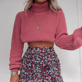 High Neck Long Sleeve Knitted Sweater