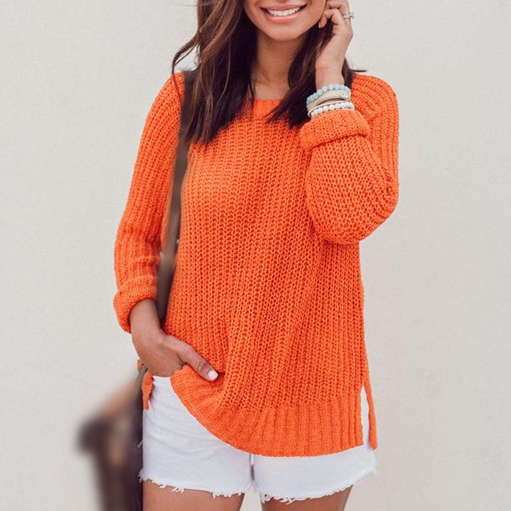Loose Round Neck Long Sleeve Knit Sweater