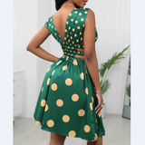 Women V-Neck Polka Dot Print Dress