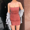 Slim Sling Plaid Sexy Bag Hip Dress