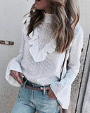 Fashion Sexy Casual Long-Sleeved Embroidered Shirt Top