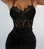 Women'S Sling Solid Color Lace Sleeveless Dress