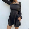 Vintage Long-Sleeved Halter Ruffled Dress