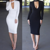 Slim Sexy V-Neck Long-Sleeved Dress