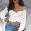 Fashion Single Shoulder Puff Sleeve Solid Color Long Sleeve T-Shirt