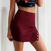 Sexy Solid Color Button Package Hip Skirts