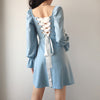 Women'S Retro High Waist Long Sleeve Ruffled Dress