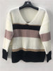 Knitting V-Neck Long Sleeve Striped Color Matching Sweater