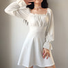 Women'S Retro High Waist Long Sleeve Ruffled Dress