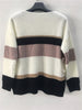 Knitting V-Neck Long Sleeve Striped Color Matching Sweater