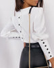 Slim Long Sleeve White Puff Sleeve Shirt