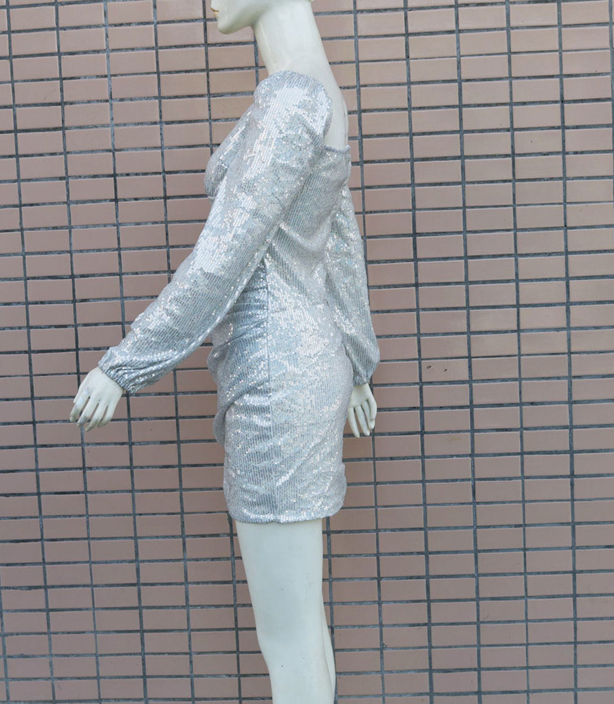 Sexy Long Sleeve Sequined Slim Hip Dress