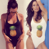 Fashion and fashion show back pure color pineapple print swimsuit sexy bikini