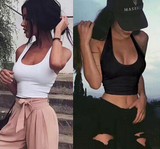 Women'S Solid Color Sleeveless Backless Vest Tops