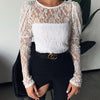 Sexy Round Neck Temperament Lace Shirt Top