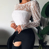 Sexy Round Neck Temperament Lace Shirt Top