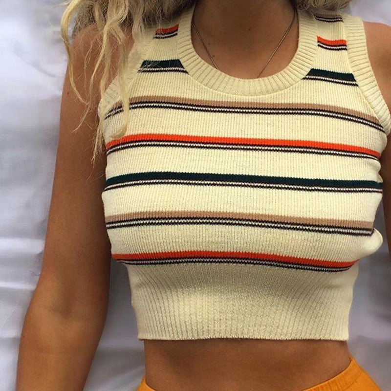 Women'S Knitted Striped Vest Top