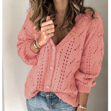 Fashion V-Neck Long-Sleeved Breasted Knit Cardigan Sweater Coat
