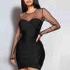 Design Long Sleeve Mesh Splicing Dress