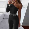 Women's One Shoulder Long Sleeve Jumpsuit