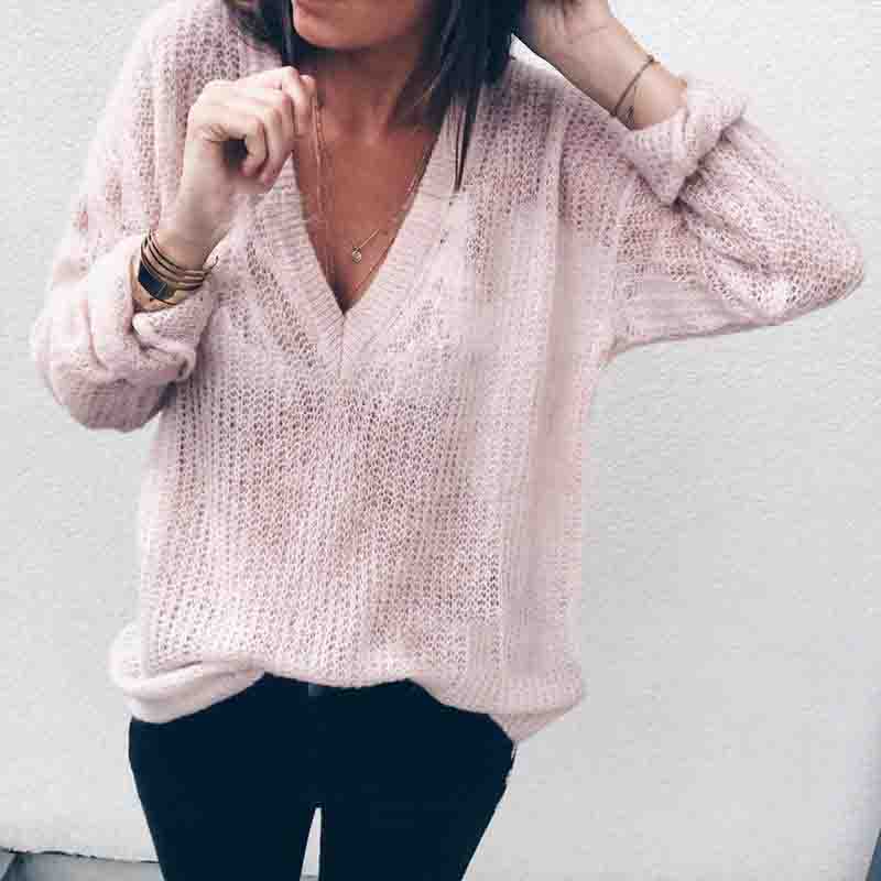 V-Neck Sexy Long Sleeve Women'S Sweater