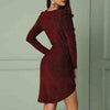 V-Neck Solid Color Long Sleeve Dress