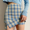 Slim High Waist Plaid Split Hip Skirt