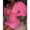 Deep V-Neck Tight Package Hip Dress