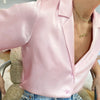 Short-Sleeved Solid Color Cardigan Shirt Top