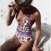 Printed Sexy Backless One-Piece Swimsuit