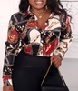 Sexy Plus Size Printed Long Sleeve Shirt Top