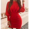 Skinny Round Neck Long Sleeve Dress