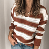 Long Sleeve Knit Casual V-Neck Striped Sweater