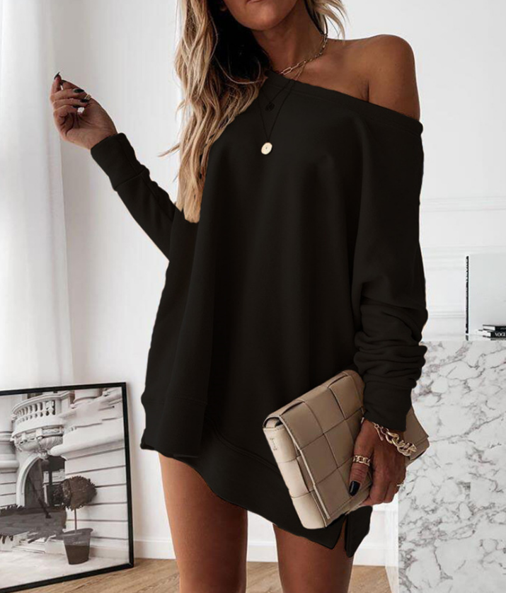 Solid Color Long-Sleeved Loose Sweater